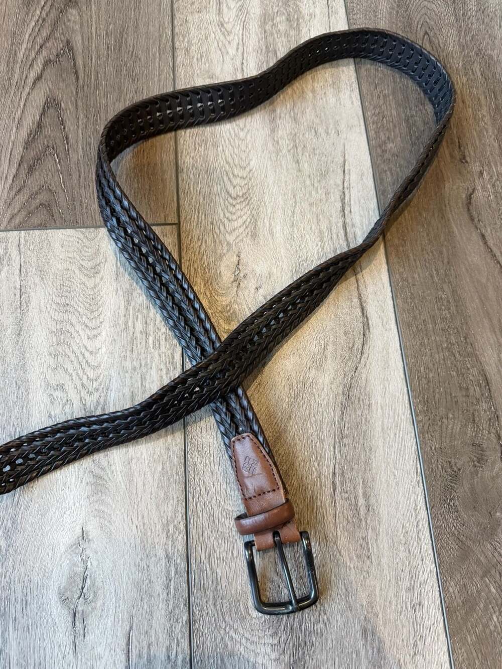 Columbia Braided Belt Size 42-44 Dark Brown Synthetic Lacing